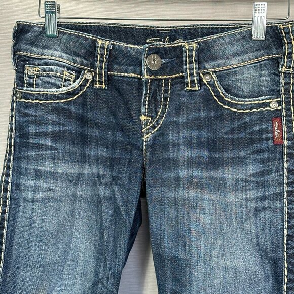 Silver Jeans Womens 26 McKenzie Capri Cotton Stretch Button Flap Pockets - Picture 2 of 14